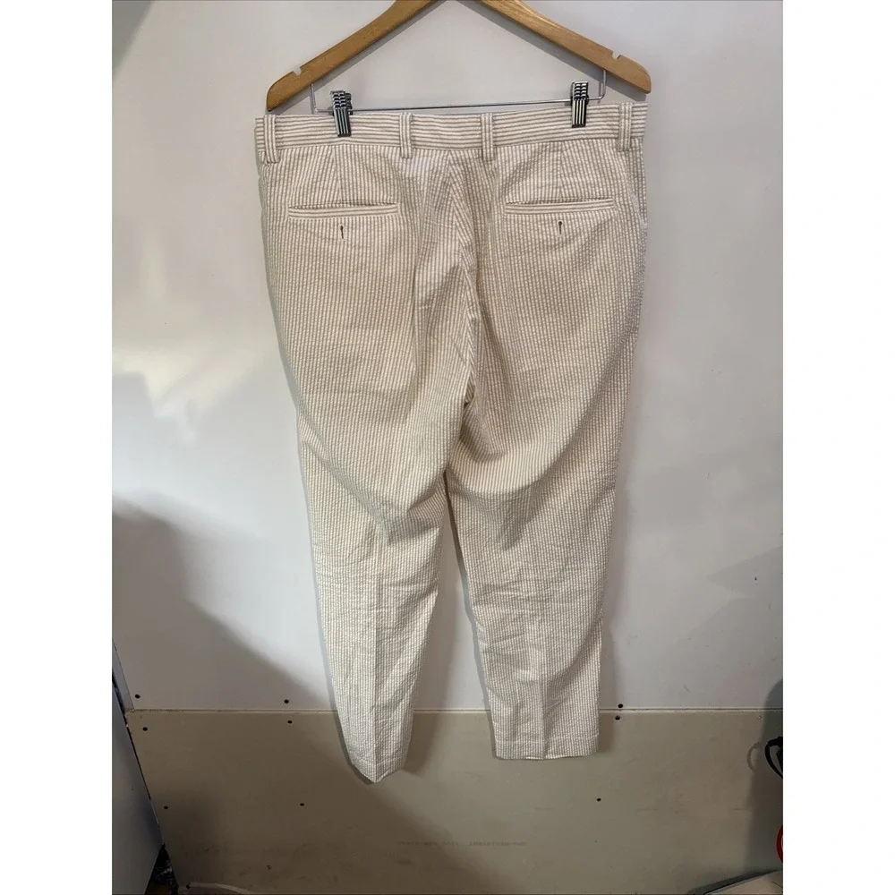 Brooks Brothers 36x32 Yellow Pinstriped Flat Front Clark Light WeightChino Pants